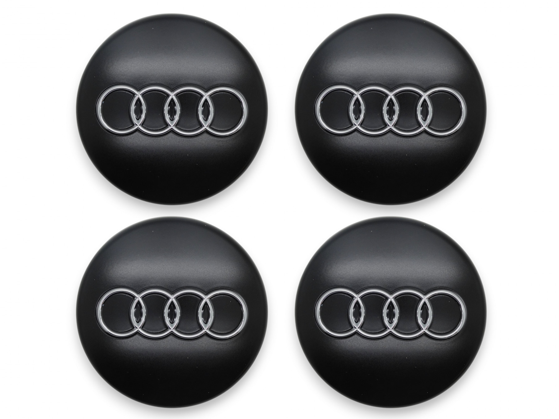 4x Original Audi Nabenkappe Deckel für Alufelge Schwarz Chromringe 4B0601170 LT7