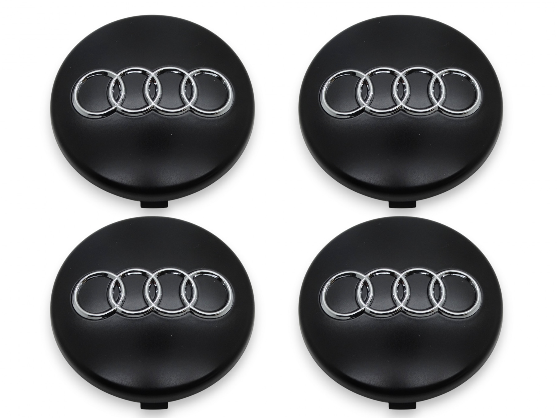 4x Original Audi Nabenkappe Deckel für Alufelge Schwarz Chromringe 4B0601170 LT7