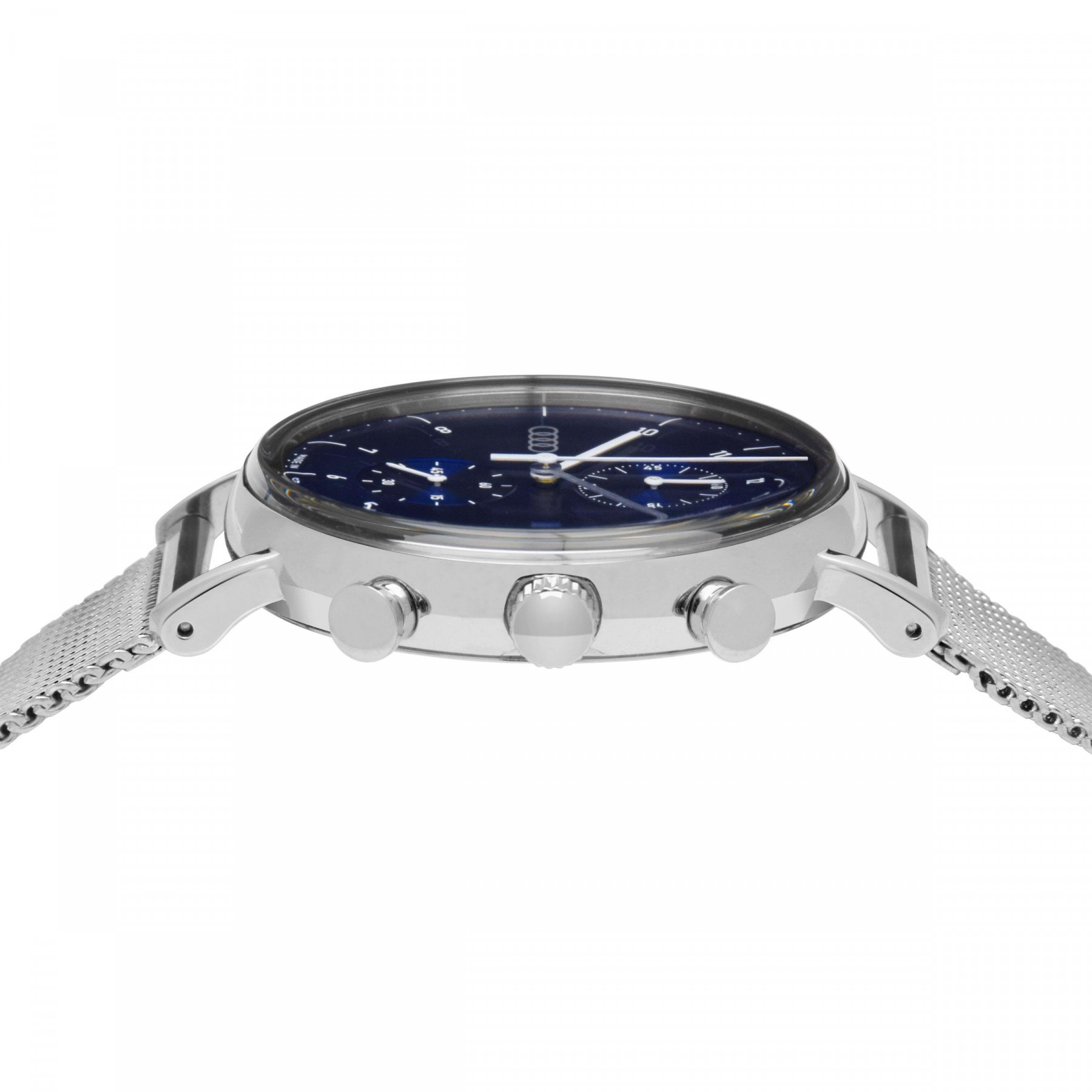 Audi Chronograph Armbanduhr Uhr silber nachtblau