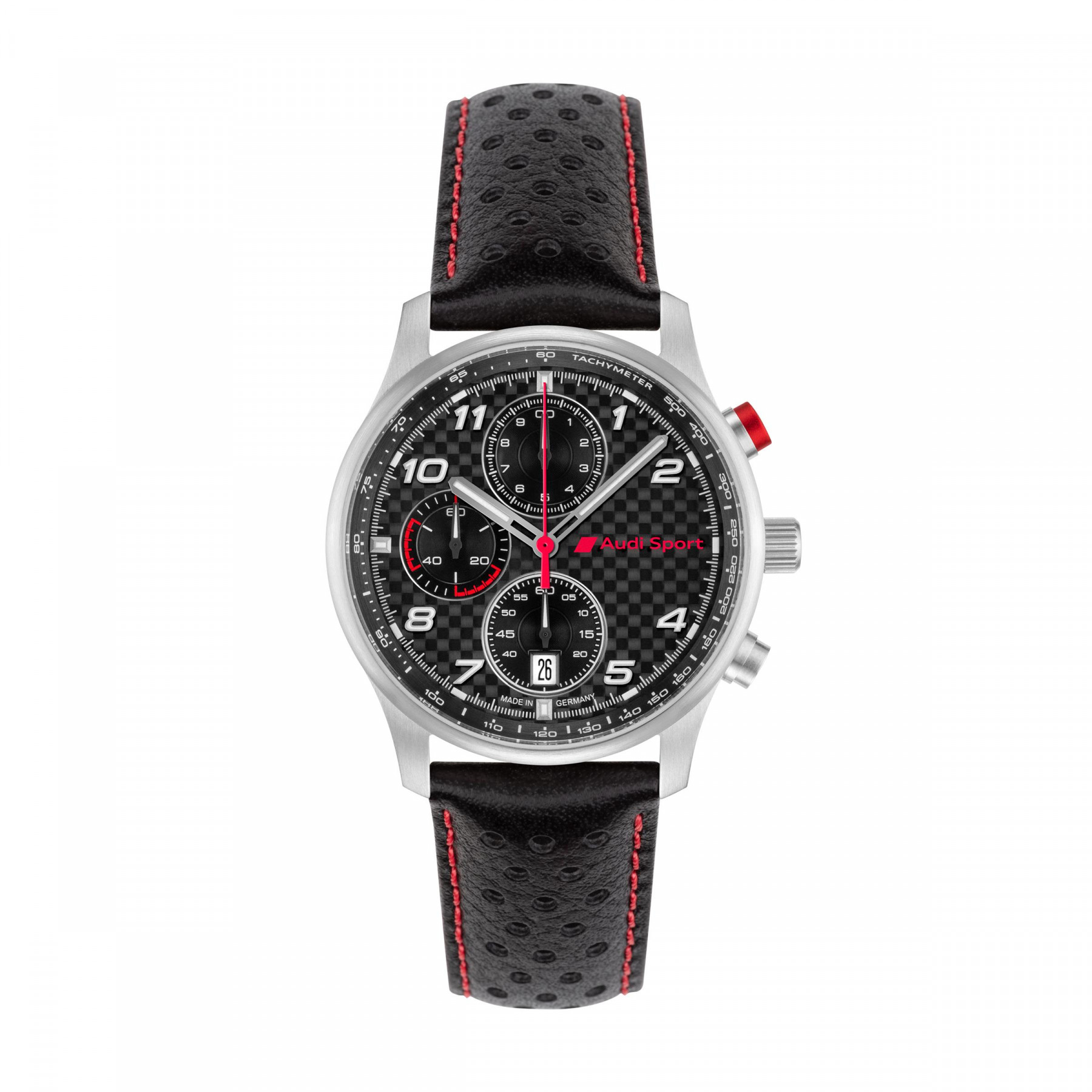 Audi Sport Chronograph Herren Edelstahl und Carbon silber schwarz 3102500500