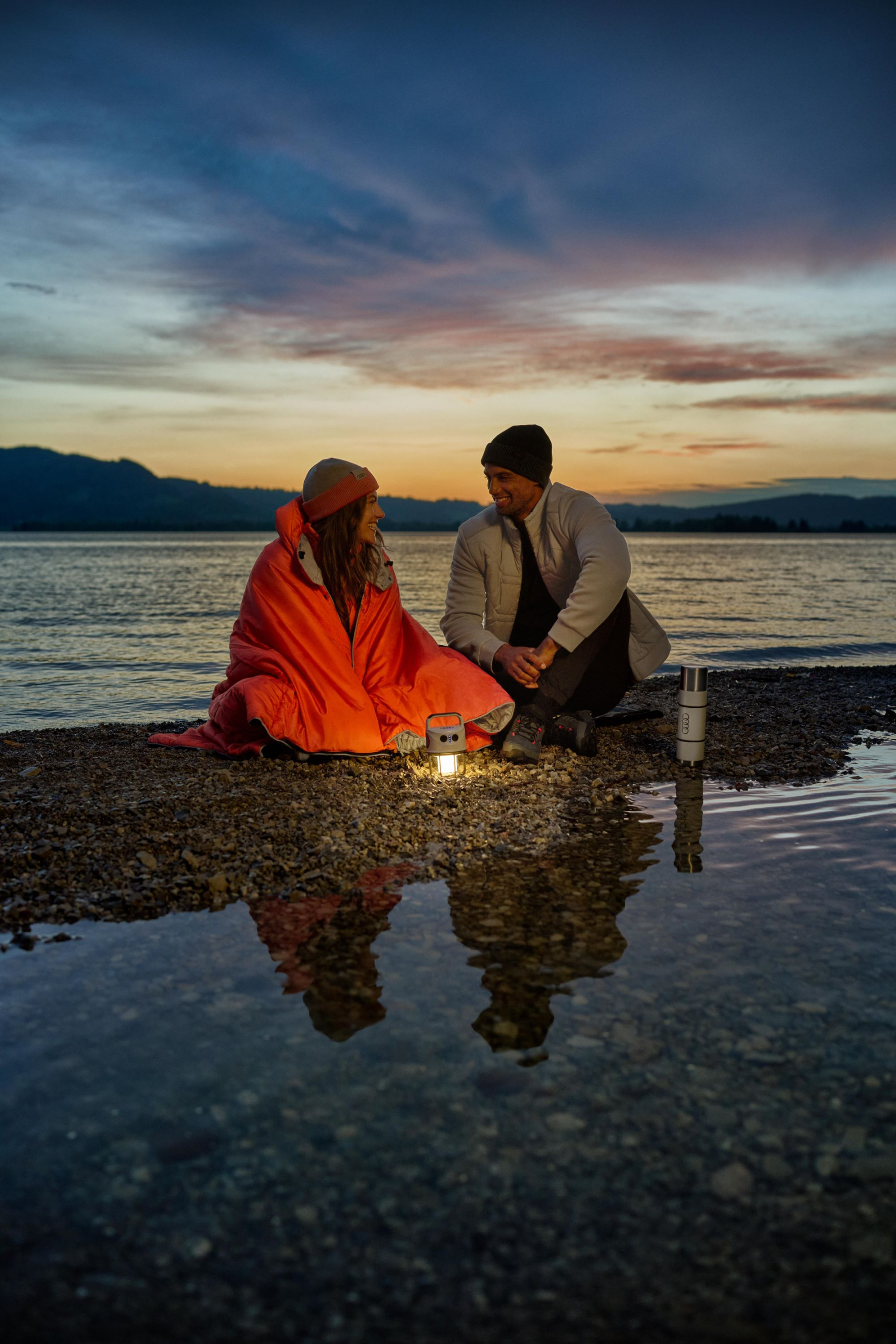 Audi Wende-Strickmütze Mütze Wintermütze Beanie schwarz grau 3132402100