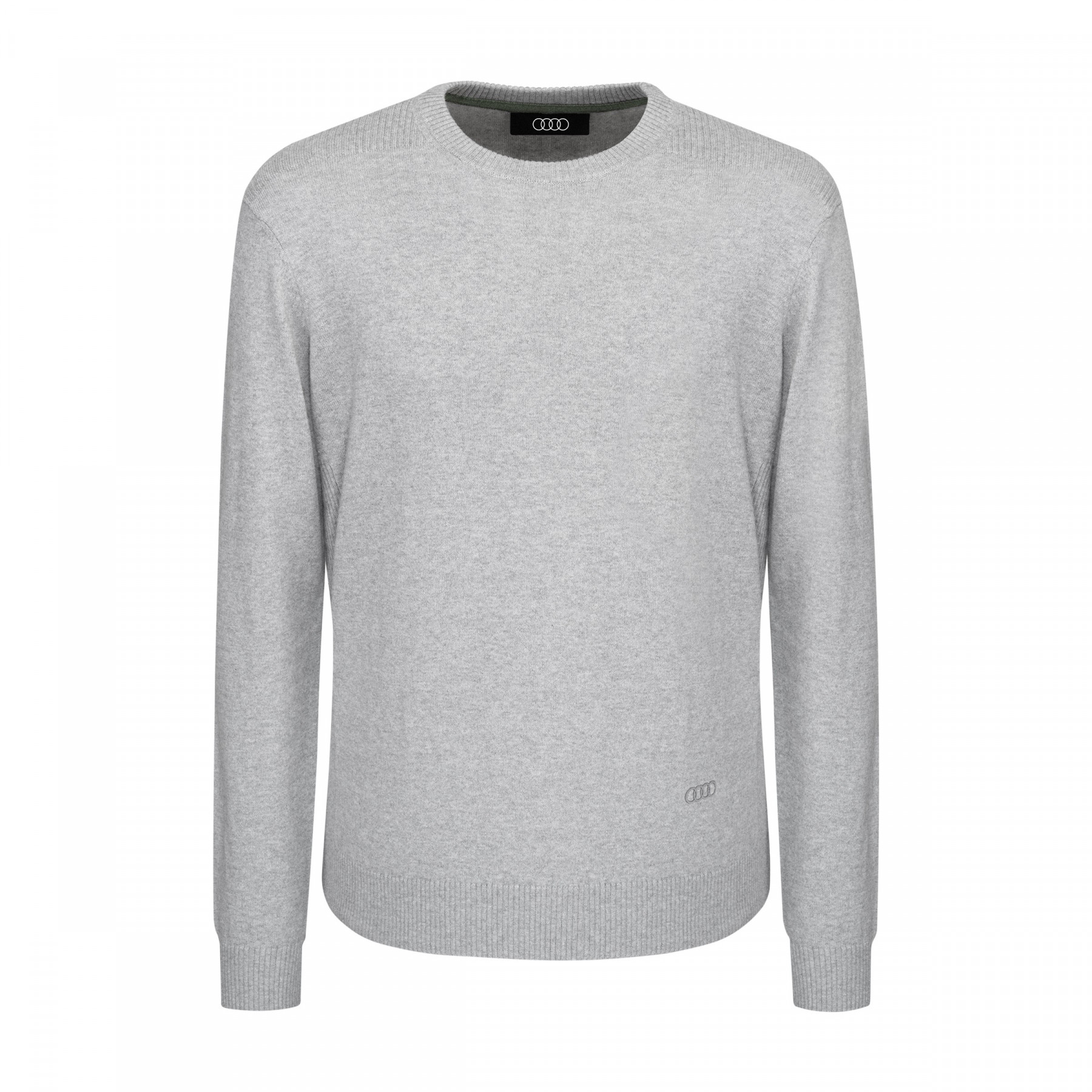 Audi Strickpullover Pullover Pulli Rundhals Audi Ringe Herren hellgrau