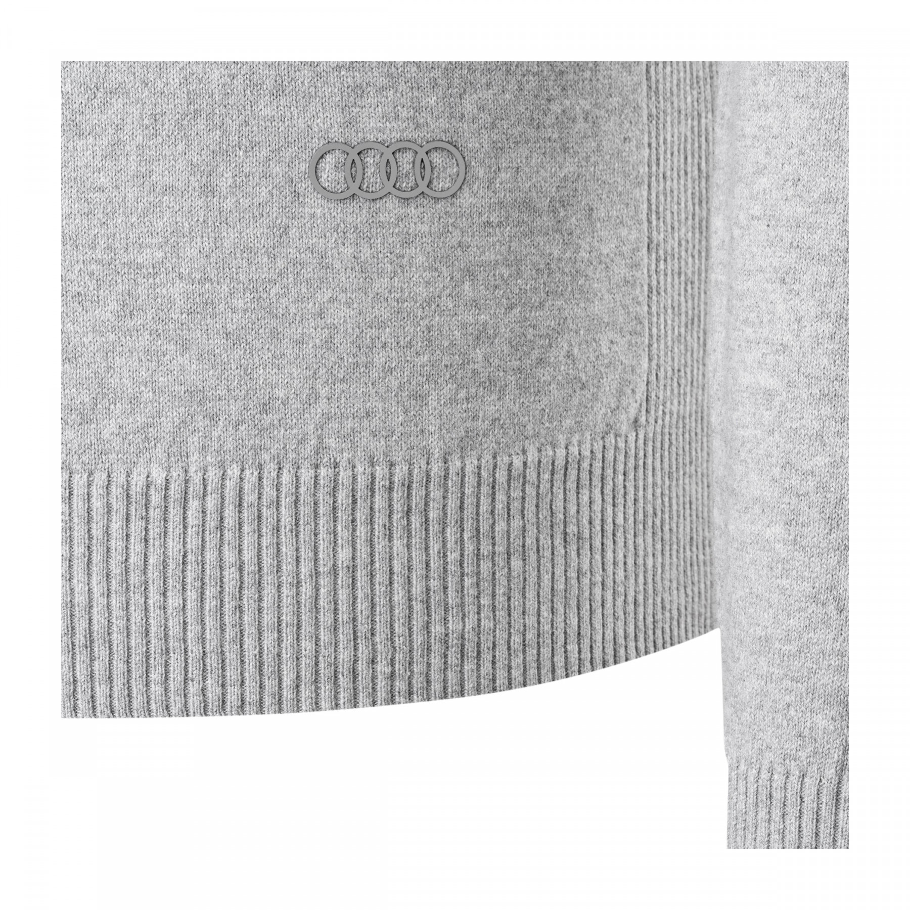 Audi Strickpullover Pullover Pulli Rundhals Audi Ringe Herren hellgrau