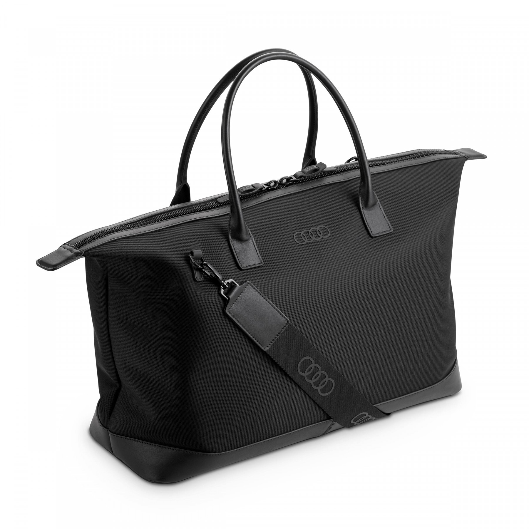 Audi Reisetasche Weekender in schwarz mit edlen Leder Details 3152500800