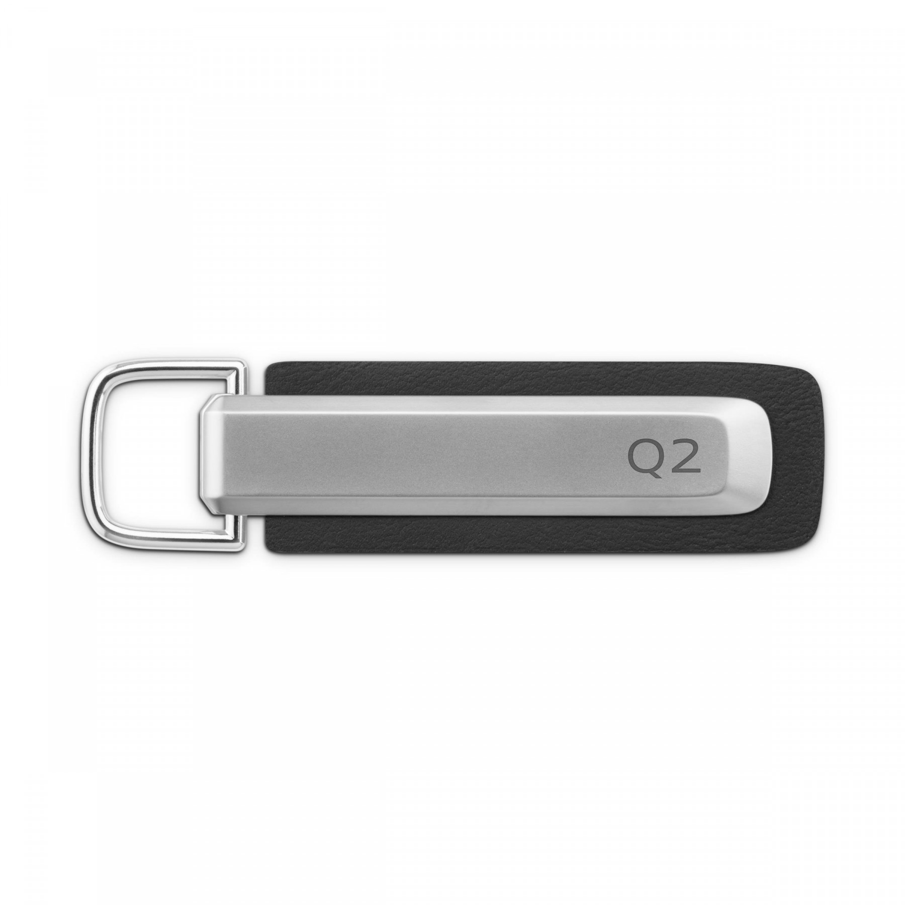 Audi Schlüsselanhänger Q2 Metall Valcona-Leder silber schwarz 3182500900