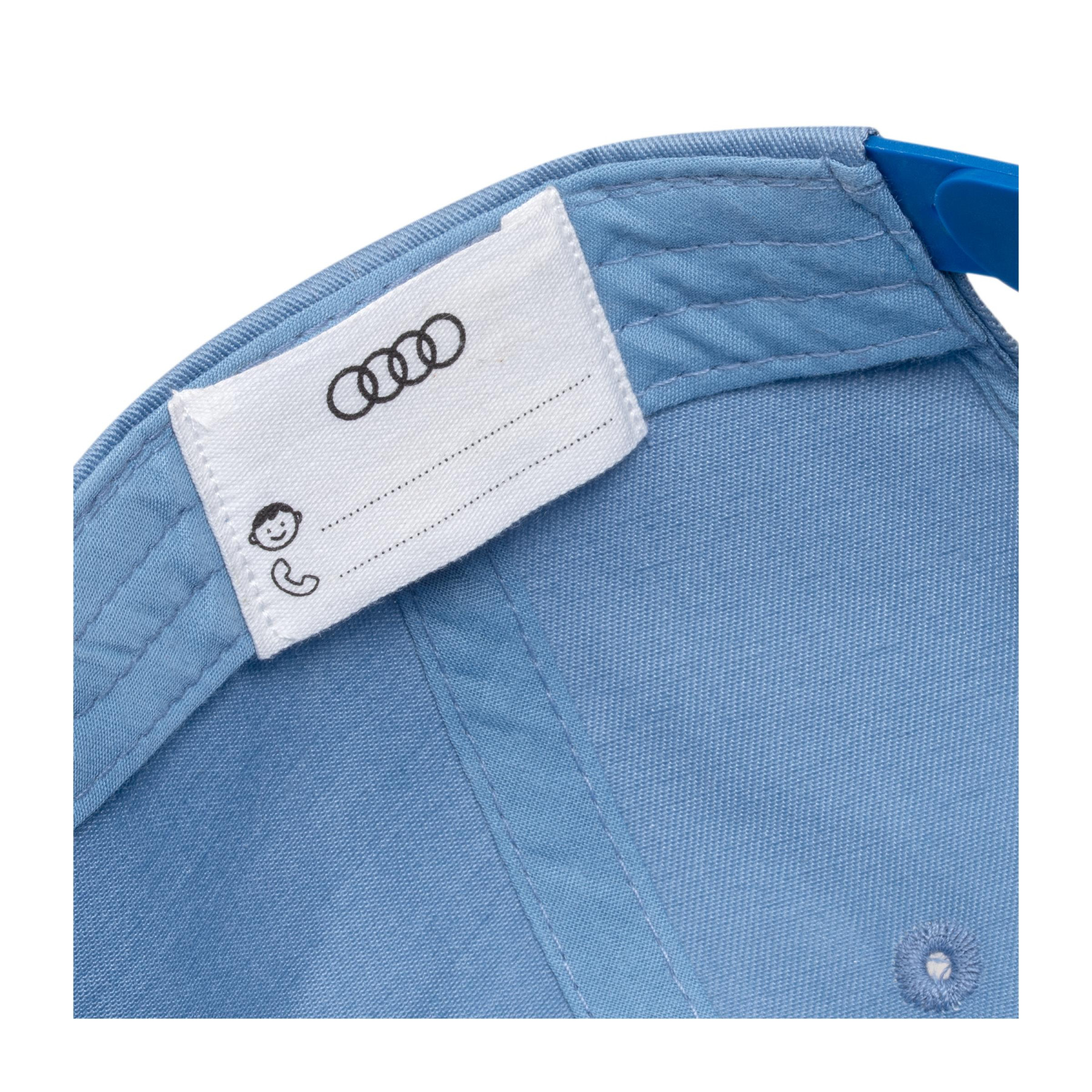 Audi Kinder Baseballcap Kappe Mütze 3D Audi Ringe Frotteestick blau 3202603200
