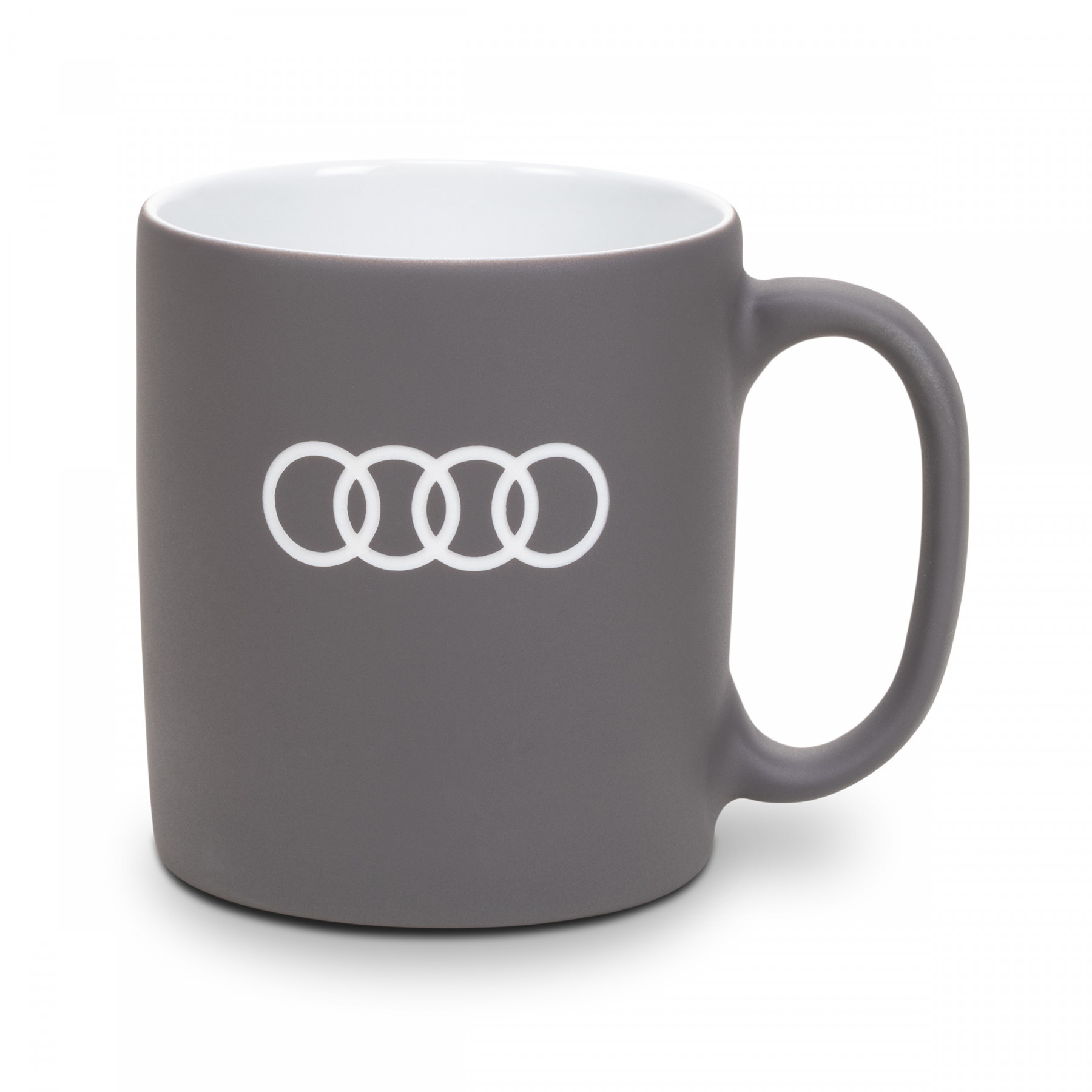 Audi Tasse Becher Kaffeetasse Kaffeebecher Ringe-Gravur grau