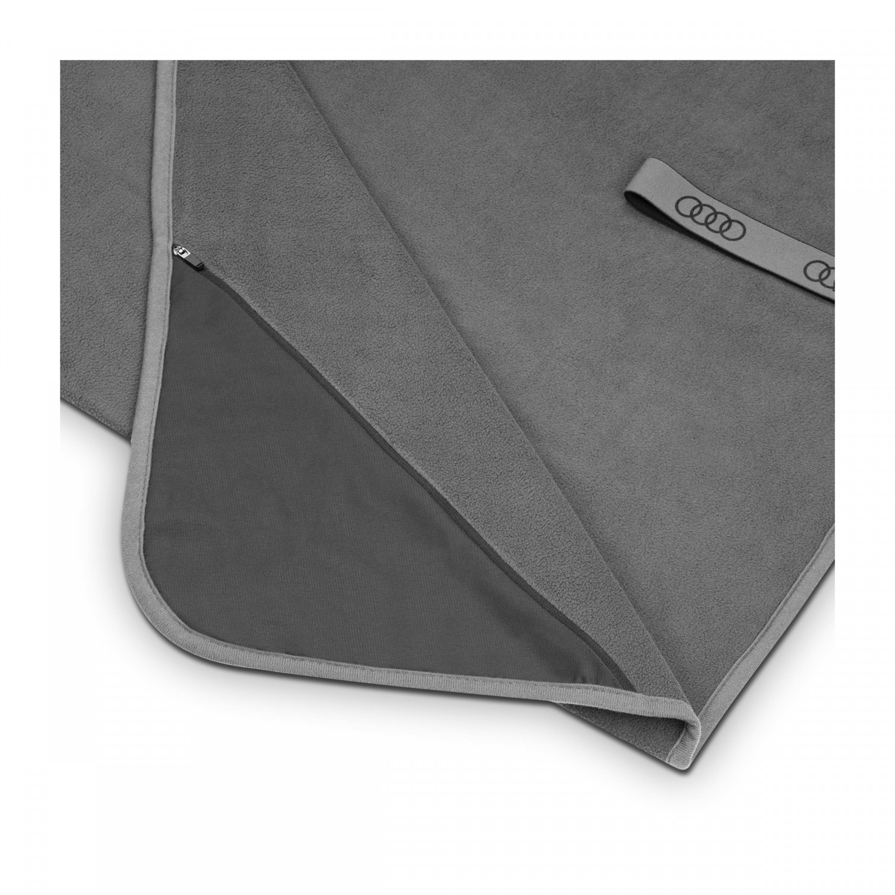 Audi Fleecedecke Plüschdecke einrollbar mit Reißverschlusstasche Grau 3292500800