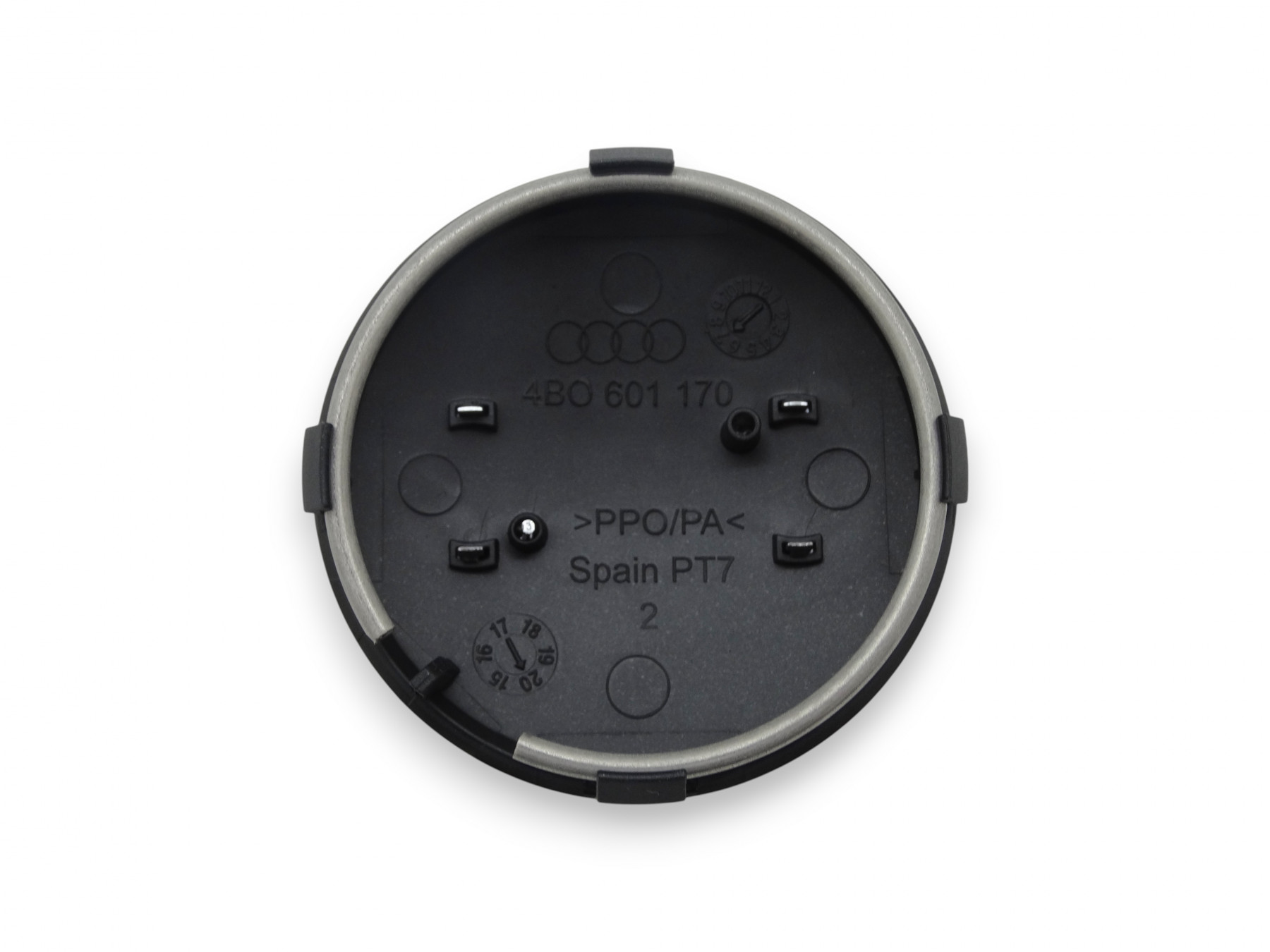 4x Original Audi Nabenkappe Deckel für Alufelge Schwarz Chromringe 4B0601170 LT7