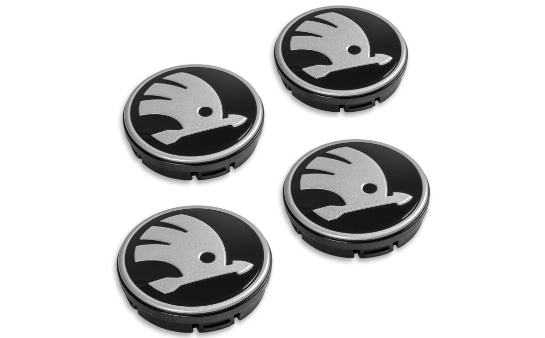 4x Original Skoda Felgendeckel Nabendeckel Nabenkappen schwarz grau 5LA071213D