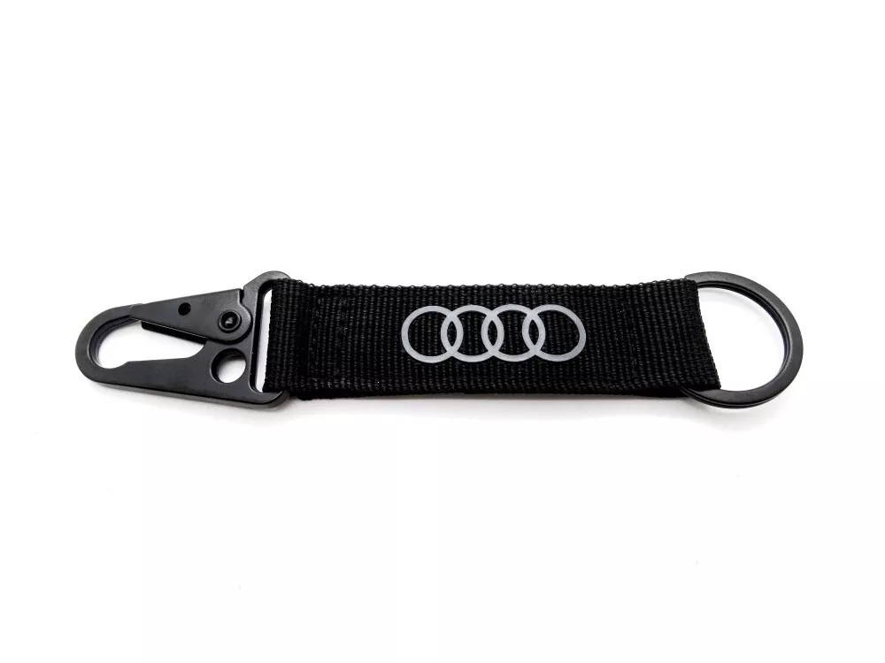 Audi Schlüsselanhänger Audi Ringe mit Karabiner Keyring schwarz weiß