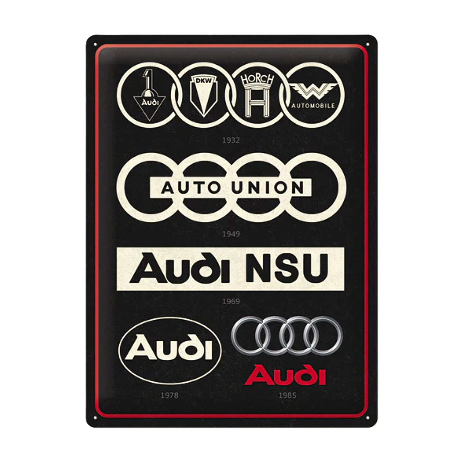 Audi Blechschild Logo Evolution Liebhaber / Nostalgie Design 30x40cm A8-8960