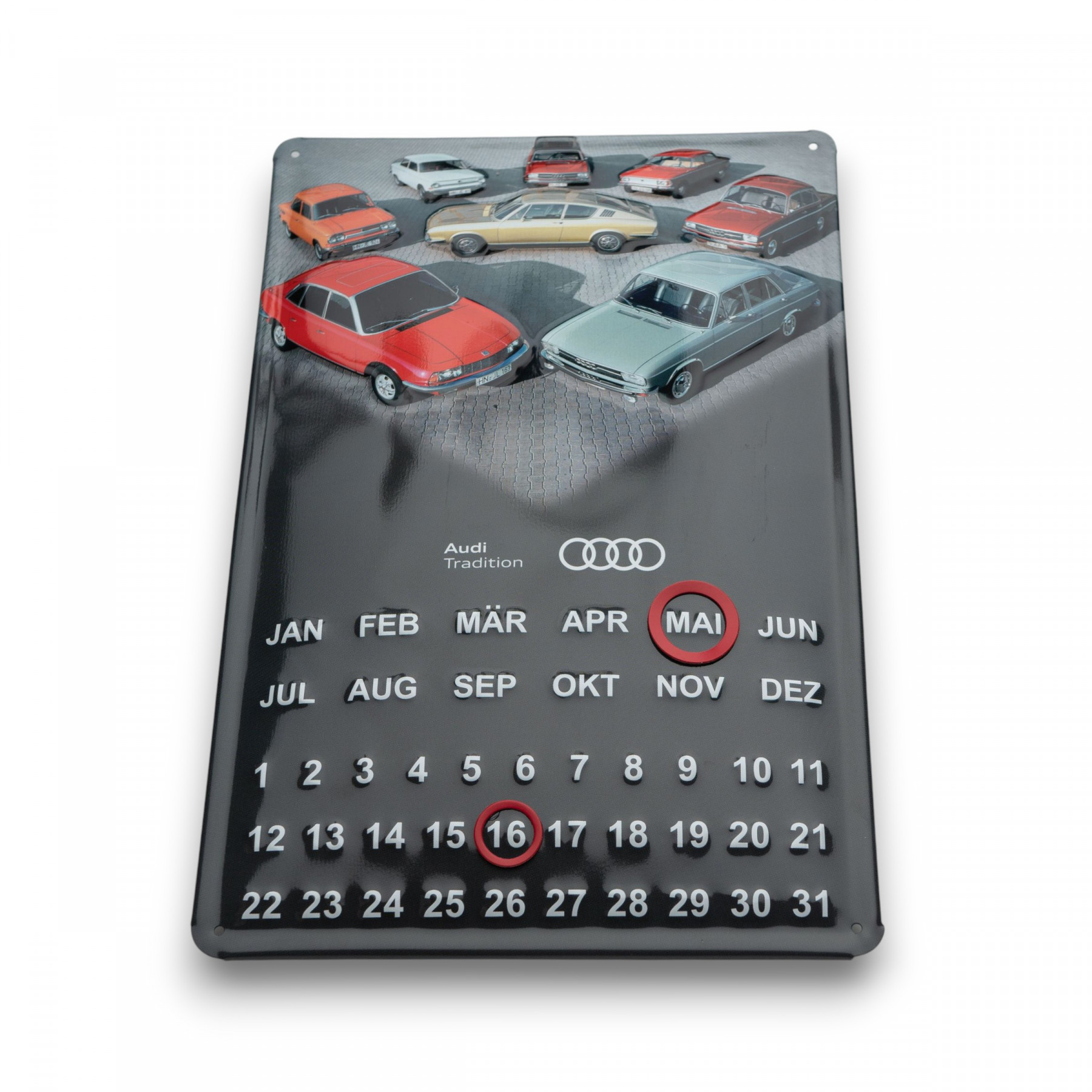 Audi Tradition Dauerkalender Ganzjahreskalender Oldtimer verstellbar 3D-Prägung