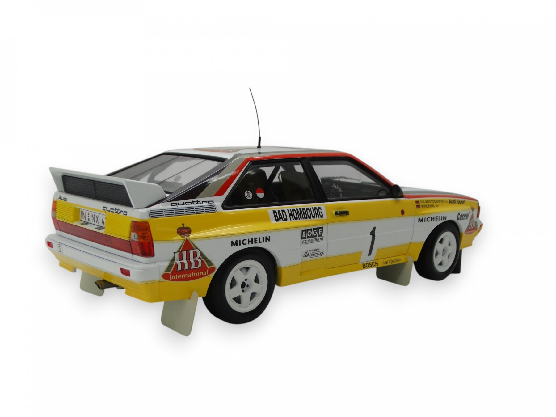 Audi Rallye quattro Röhrl / Geistdörfer RMC 1984 Modellauto Miniatur 1:18