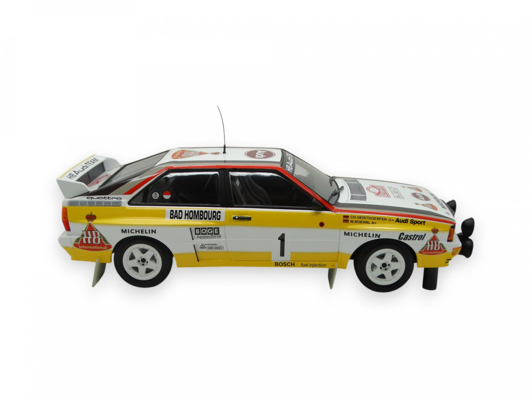 Audi Rallye quattro Röhrl / Geistdörfer RMC 1984 Modellauto Miniatur 1:18