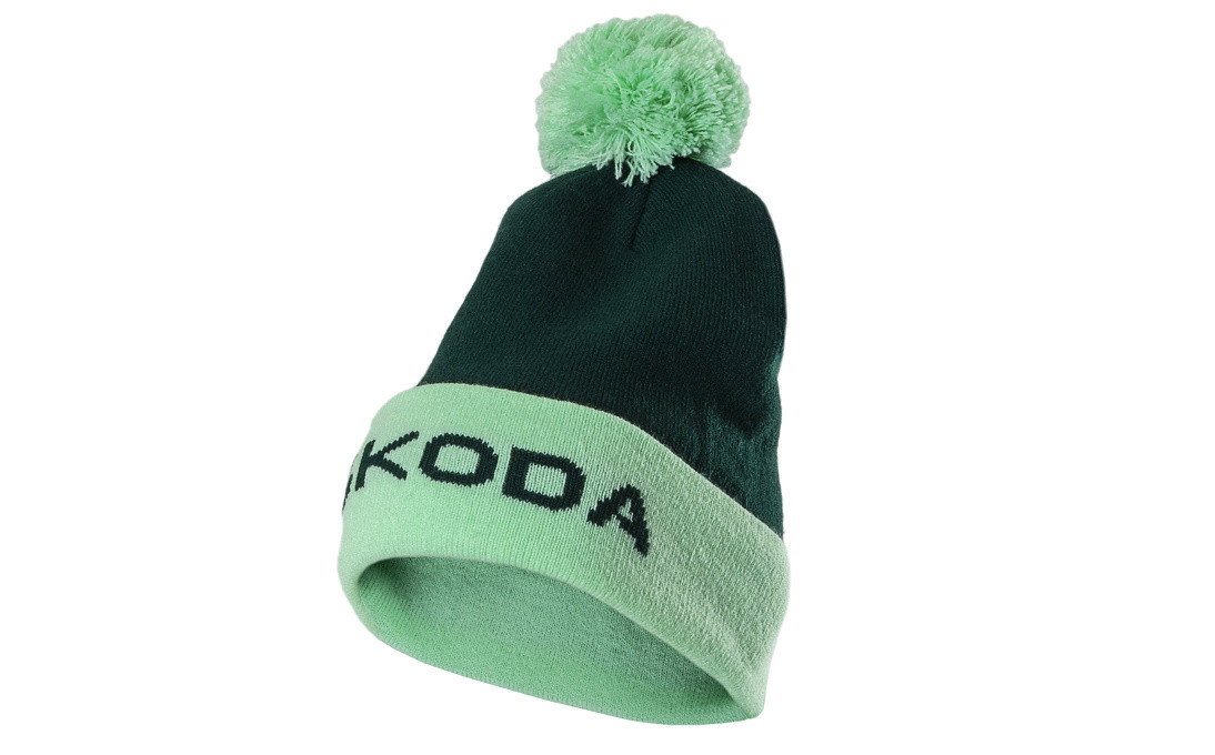 Skoda Eishockeymütze Wintermütze Strickmütze Bommelmütze Unisex grün 6U0084303A