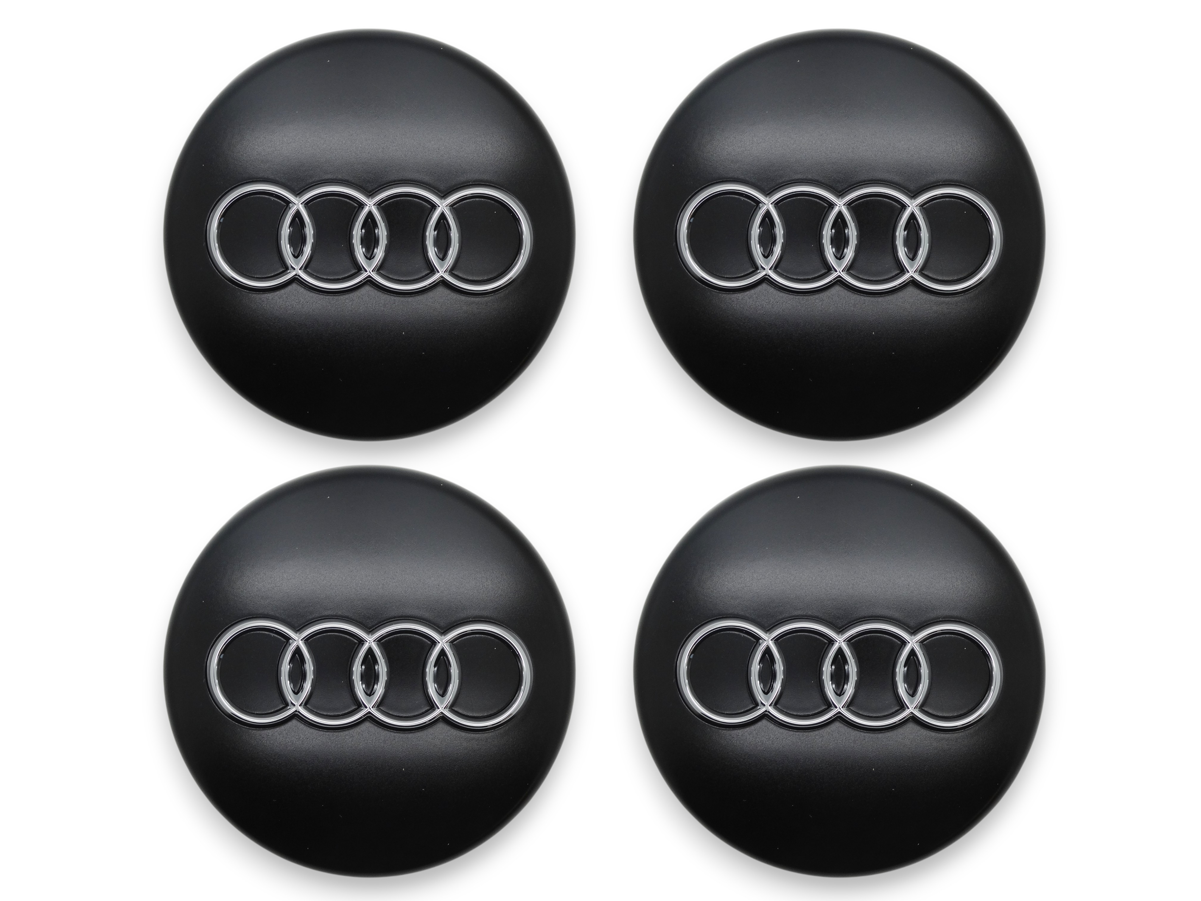 4x Original Audi Nabenkappe Deckel für Alufelge Schwarz Chromringe 4B0601170 LT7
