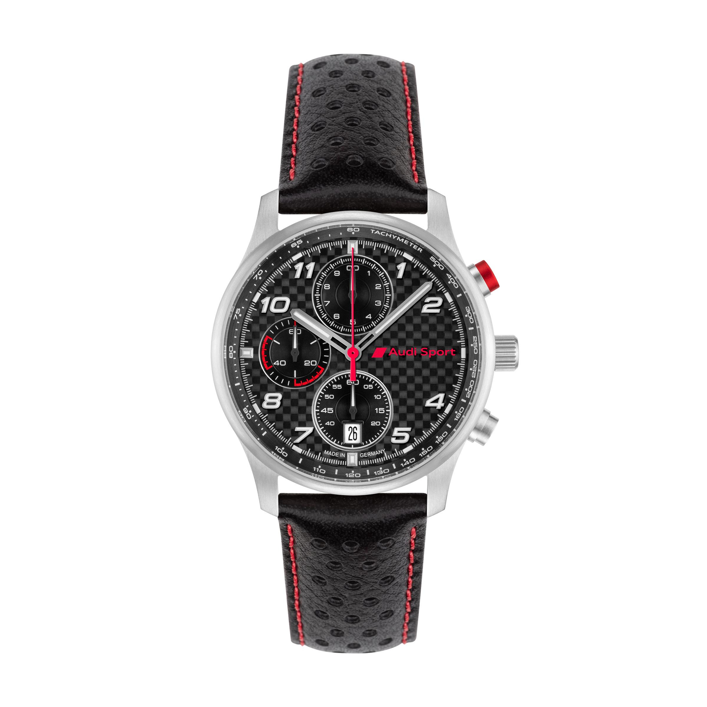 Audi Sport Chronograph Herren Edelstahl und Carbon silber schwarz 3102500500