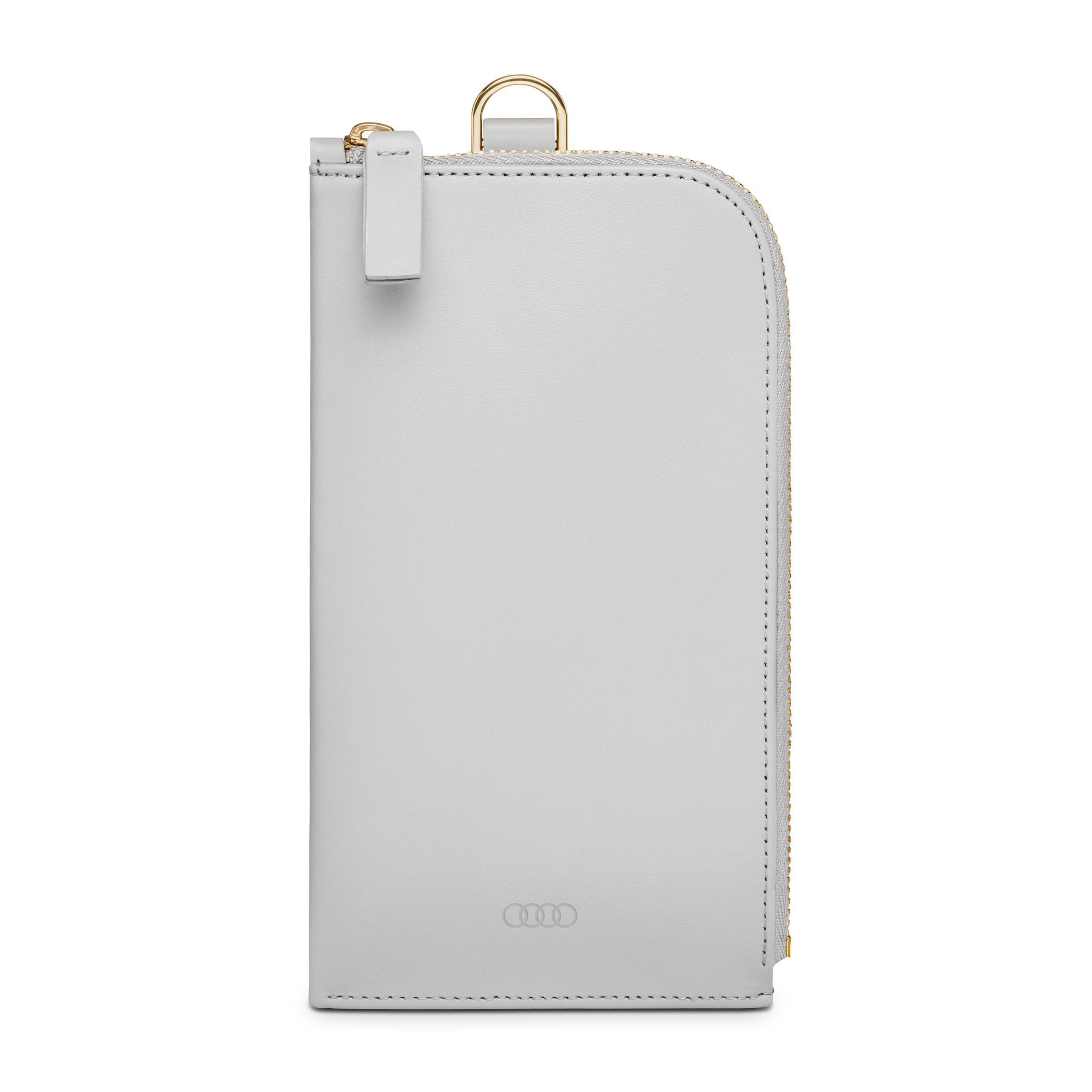 Audi Smartphone Handy Etui Hülle Tasche Leder Damen grau hellgold 3152400300