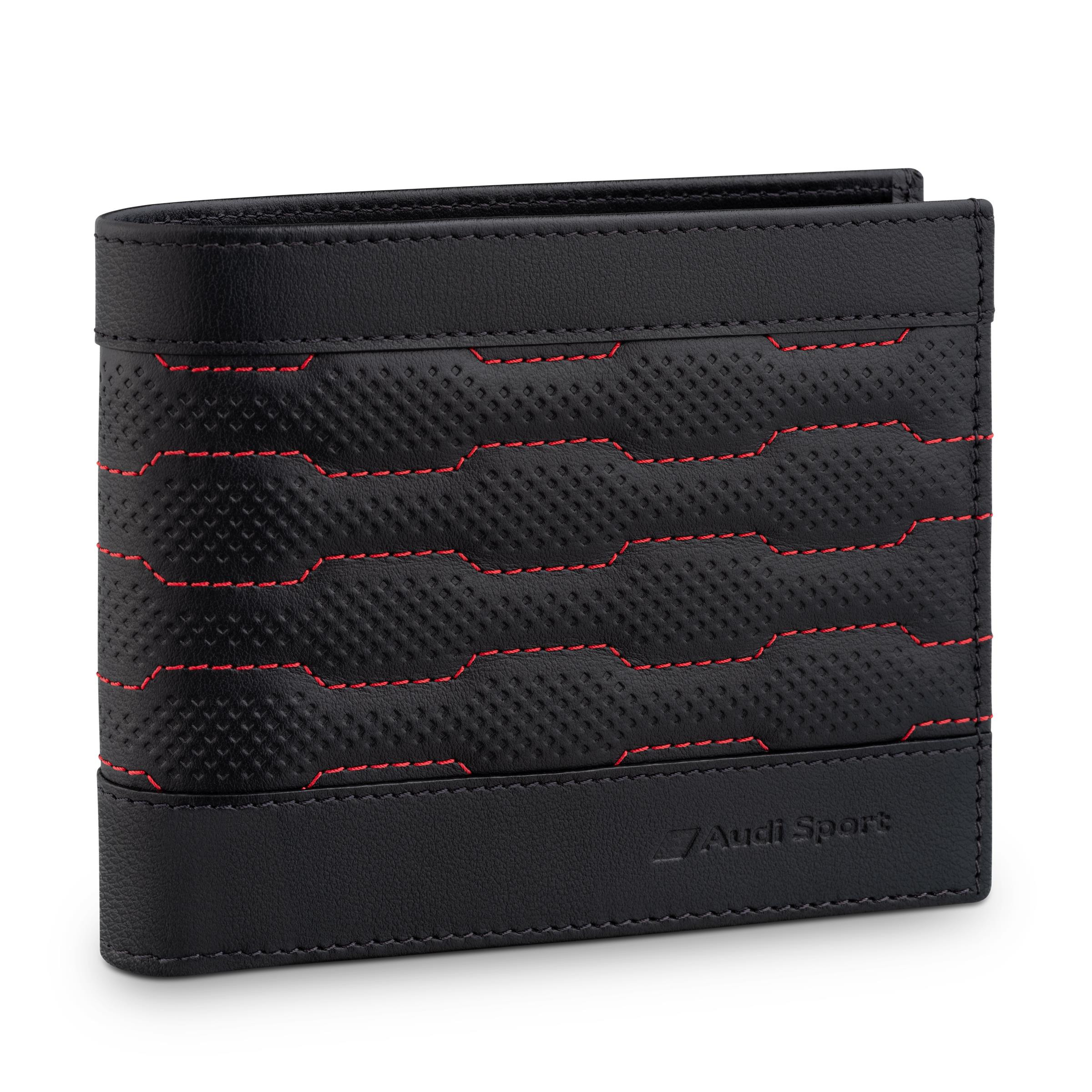 Audi Sport Geldbörse Portemonnaie Leder Herren RFID schwarz rot 3152600900