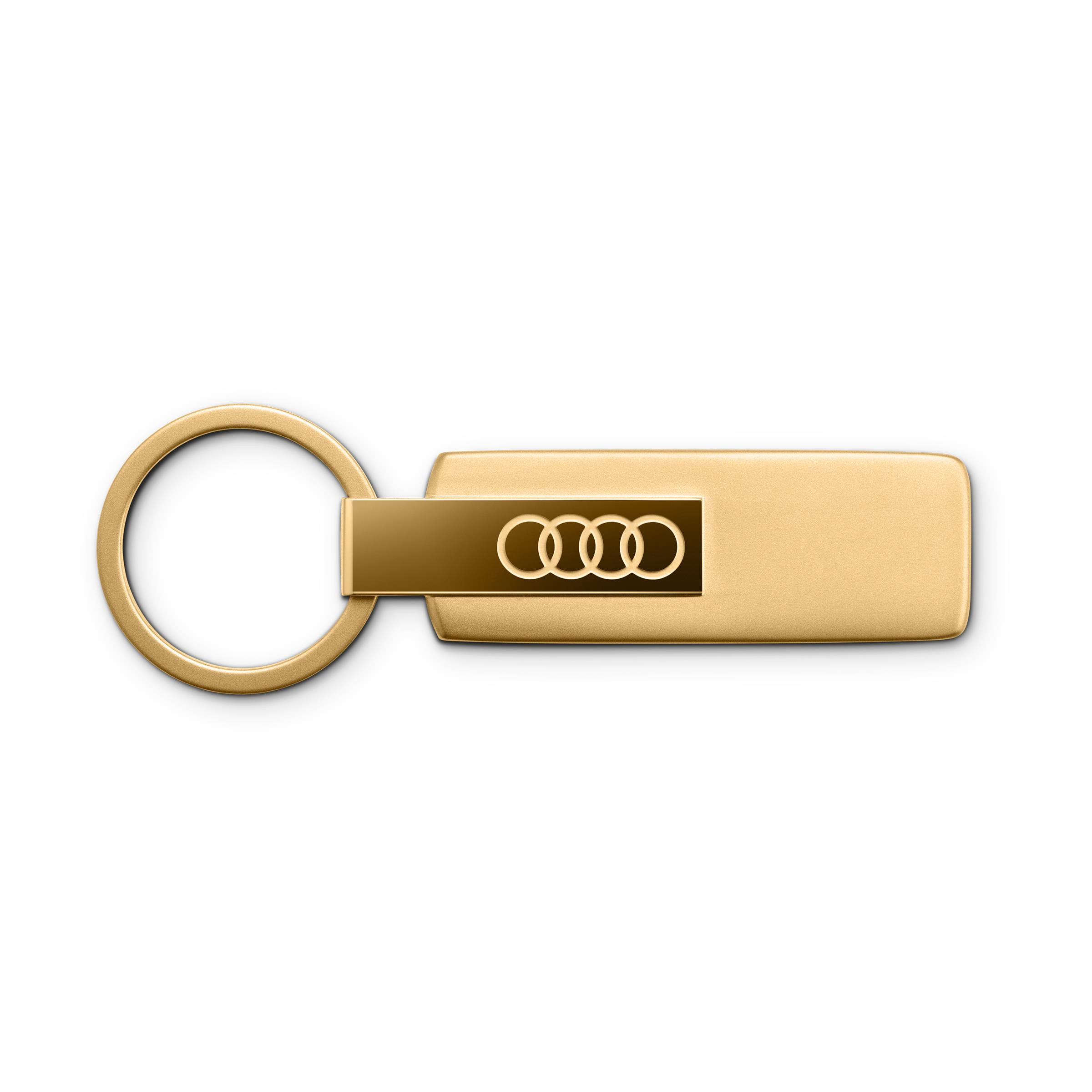 Audi Schlüsselanhänger Audi Ringe Edelstahl matt und glänzend gold 3182501820