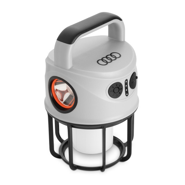 Audi Outdoor Lampe Campinglampe Kunststoff mit Powerbank hellgrau/schwarz