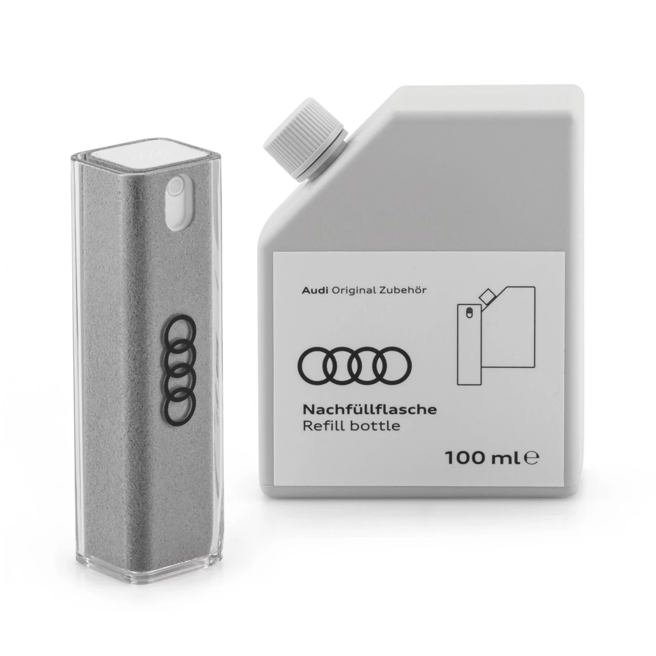 Original Audi Displayreiniger 2-in-1 mit Nachfüllflasche 100 ml 85E096311A