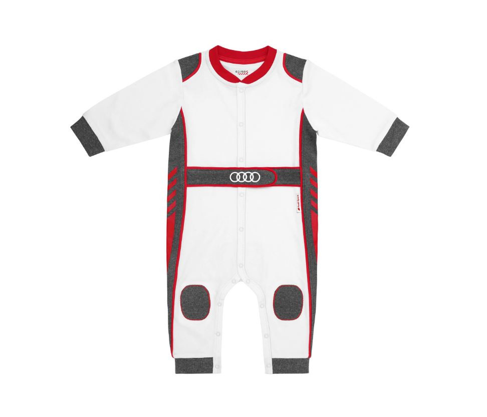 Audi Sport Wickelbody Baby Body Strampler Rennanzug Racing weiß