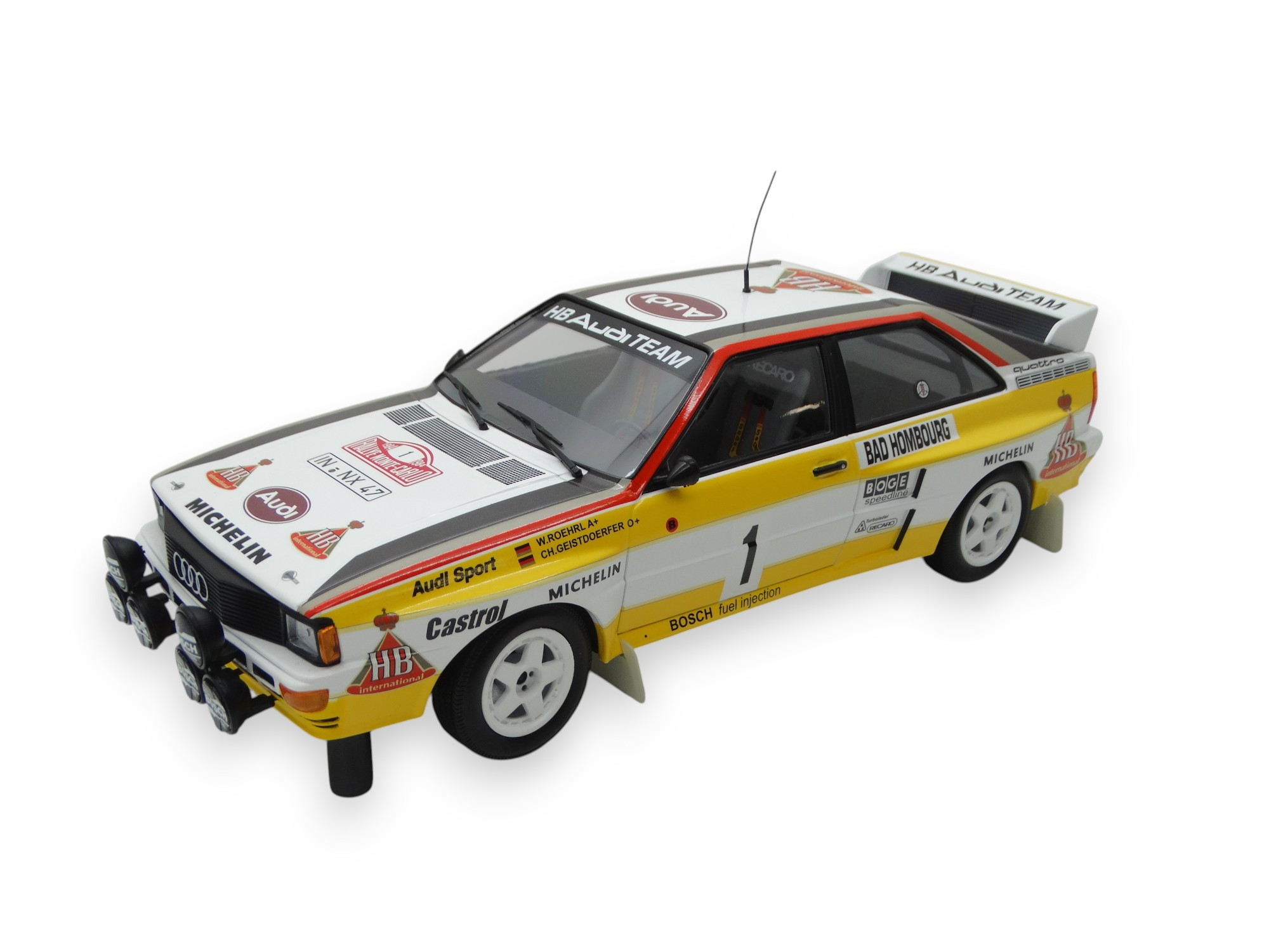 Audi Rallye quattro Röhrl / Geistdörfer RMC 1984 Modellauto Miniatur 1:18