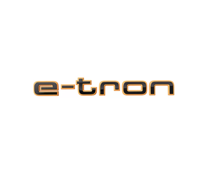 Original Audi e-tron Schriftzug Logo Emblem schwarz orange