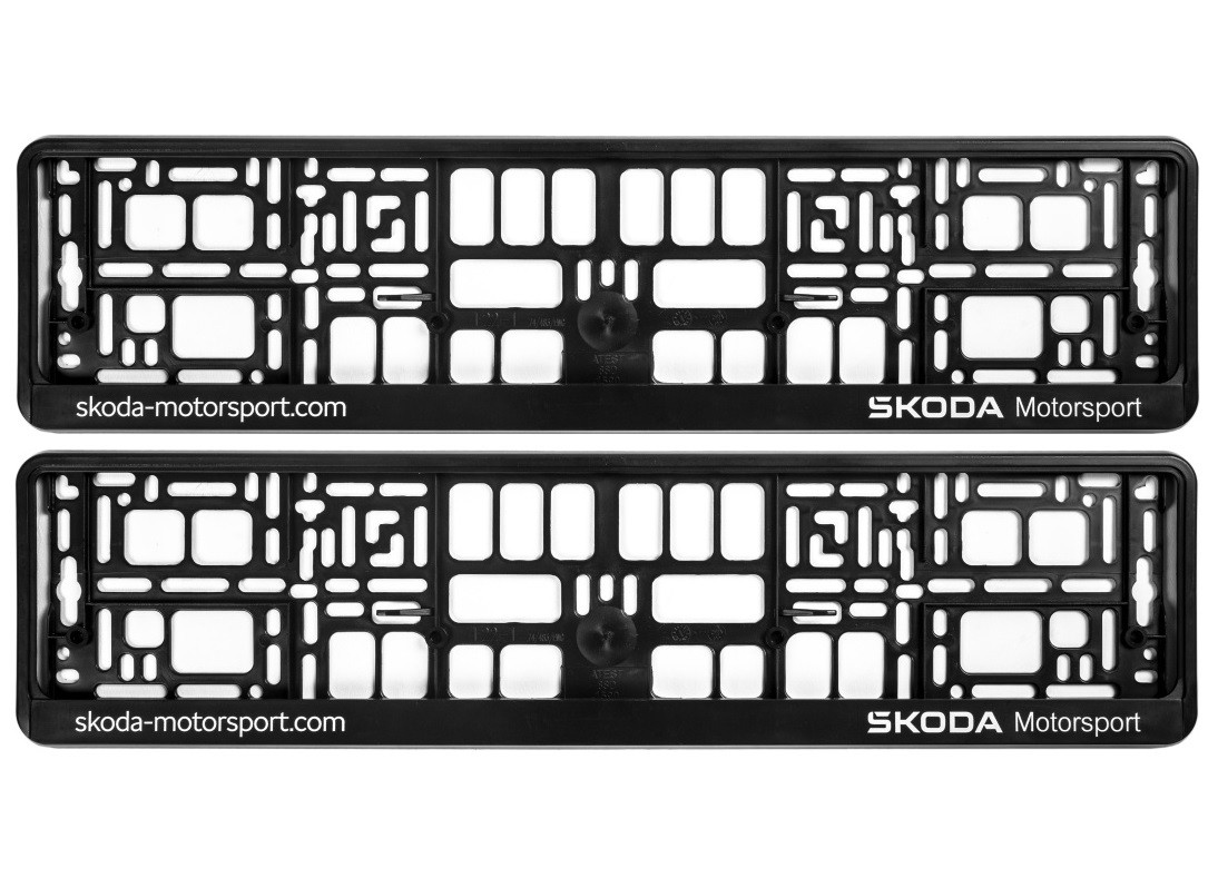  2x Original Skoda Motorsport Kennzeichenhalter Nummerschildhalter Halterung 