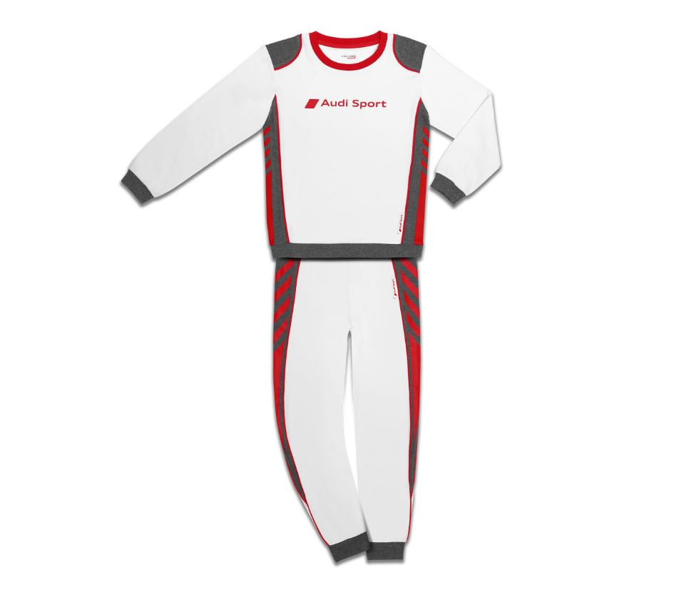 Audi Sport Schlafanzug Racing Kleinkinder Kinder Rennfahreranzug weiß / rot