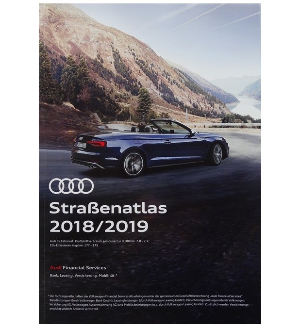 Audi Straßenatlas Reiseatlas Straßenkarte Deutschland Europe 2018 / 2019