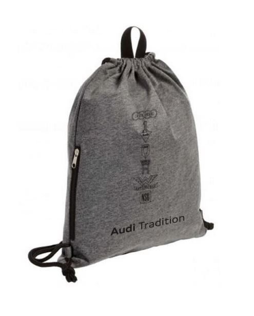 Audi Tradition Zugbeutel Rucksack Turnbeutel grau 10 Liter