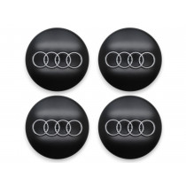 4x Original Audi Nabenkappe Deckel für Alufelge Schwarz Chromringe 4B0601170 LT7