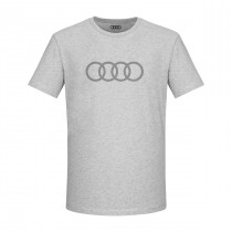 Audi Herren T-Shirt Audi Ringe Logo Rundhals Kurzarm grau 100% Baumwolle