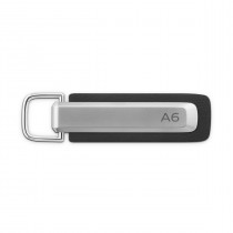 Audi Schlüsselanhänger A6 Metall Valcona-Leder silber schwarz 3182500700