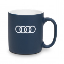 Audi Tasse Becher Kaffeetasse Kaffeebecher Ringe-Gravur dunkelblau