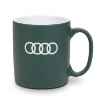 Audi Tasse Becher Kaffeetasse Kaffeebecher Ringe-Gravur grau grün
