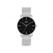 Audi Uhr Dreizeigeruhr Armbanduhr Damen silber/schwarz 