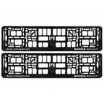 2x Original Skoda Motorsport Kennzeichenhalter Nummerschildhalter Halterung