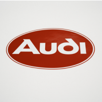 Audi Aufkleber Schriftzug Logo Emblem oval rot weiß 49 cm