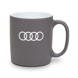 Audi Tasse Becher Kaffeetasse Kaffeebecher Ringe-Gravur grau