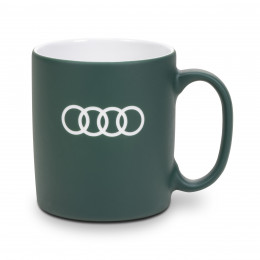 Audi Tasse Becher Kaffeetasse Kaffeebecher Ringe-Gravur grau grün