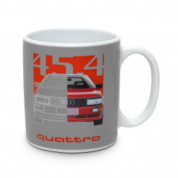 Audi quattro 45.4 Tasse Becher Kaffeetasse Kaffeebecher grau rot 3292500700
