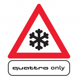 Audi Aufkleber quattro only Schriftzug Logo Emblem rot weiß selbstklebend A161972