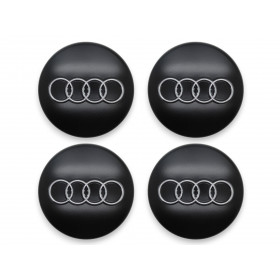 4x Original Audi Nabenkappe Deckel für Alufelge Schwarz Chromringe