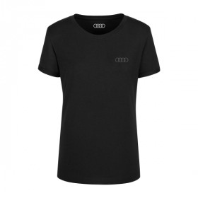 Audi Damen T-Shirt Audi Ringe schwarz Rundhalsausschnitt