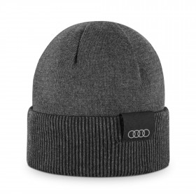 Audi Wende-Strickmütze Mütze Wintermütze Beanie schwarz grau 