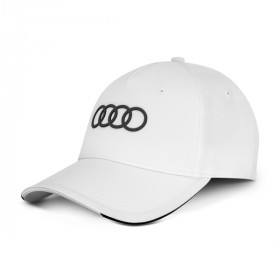 Audi Baseballcap Cap Kappe Mütze 3D Audi Ringe-Druck Unisex weiß 